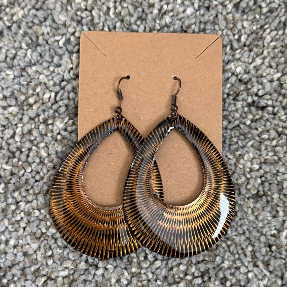 Copper Brown Teardrop Earrings
